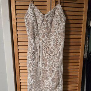 High low white lace dress
